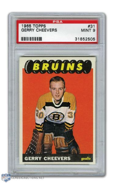 1965-66 Topps #31 HOFer Gerry Cheevers RC - Graded PSA 9