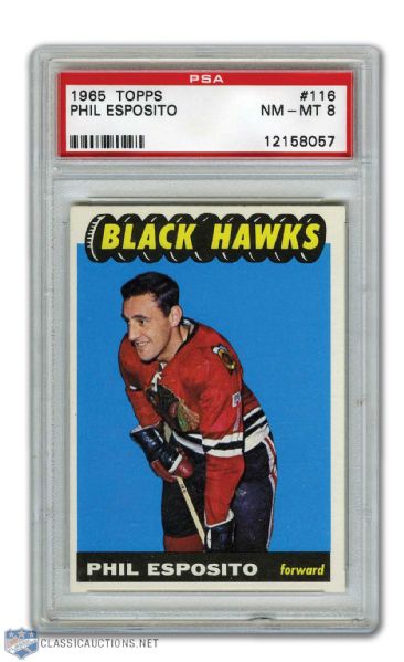 1965-66 Topps #116 HOFer Phil Esposito RC - Graded PSA 8