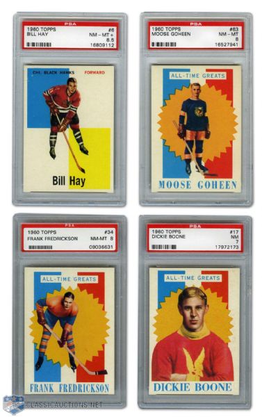 1960-61 Topps #6 Hay, #17 Boone, #34 Frederickson & #63 Goheen PSA-Graded Cards