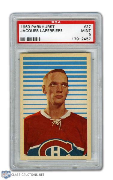 1963-64 Parkhurst #27 HOFer Jacques Laperriere RC - Graded PSA 9