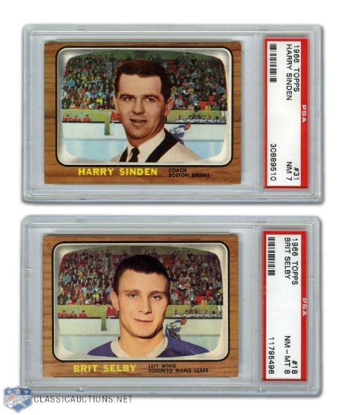 1966-67 Topps #18 Brit Selby and #31 Harry Sinden PSA-Graded Rookie Cards