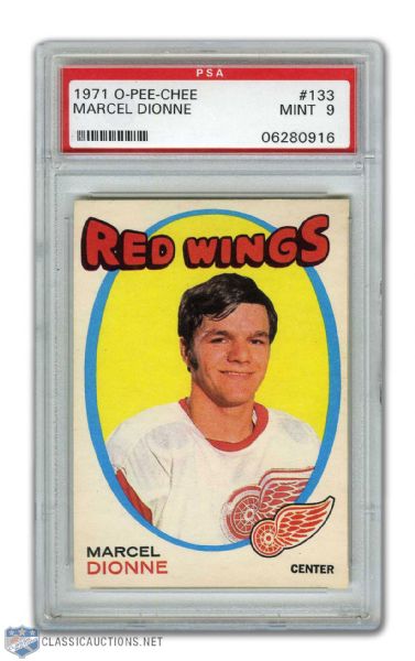 1971-72 O-Pee-Chee #133 HOFer Marcel Dionne RC Graded PSA 9
