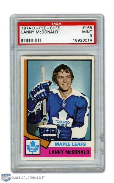 1974-75 O-Pee-Chee #168 HOFer Lanny McDonald RC - Graded PSA 9 - None Higher!