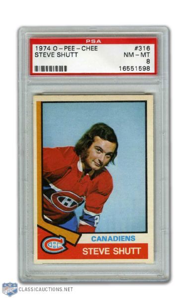 1974-75 O-Pee-Chee #316 HOFer Steve Shutt RC - Graded PSA 8