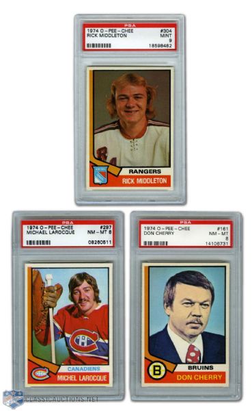 1974-75 O-Pee-Chee and Topps PSA-Graded Rookie Cards (6) with Middleton, Cherry & Bowman