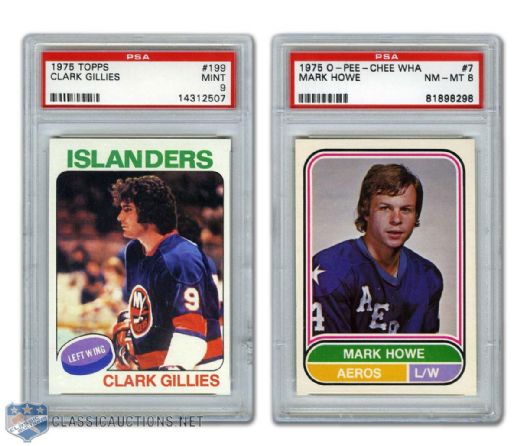 1975-77 O-Pee-Chee and Topps PSA-Graded Rookie Cards (5) Including Mark Howe & Clark Gillies