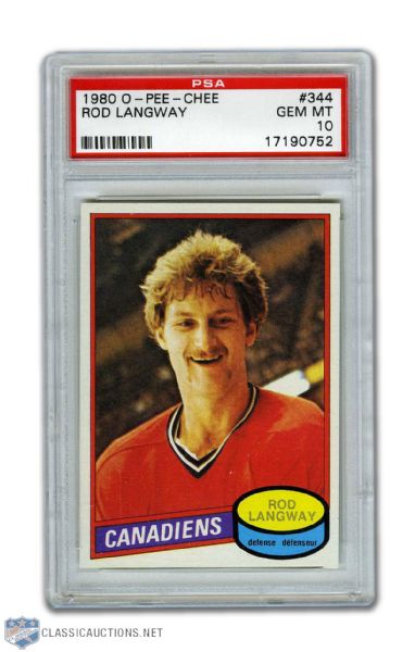 1980-81 O-Pee-Chee #344 HOFer Rod Langway RC - Graded PSA 10 - Highest Graded!