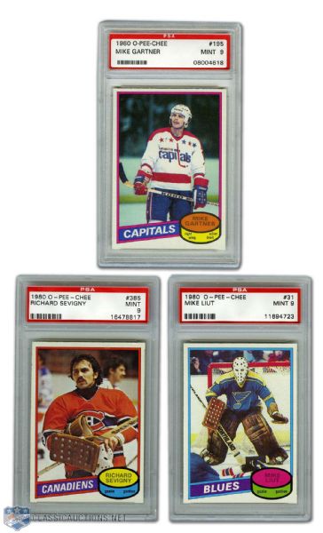 1980-81 O-Pee-Chee PSA-Graded Rookie Cards (6) Including Mike Gartner