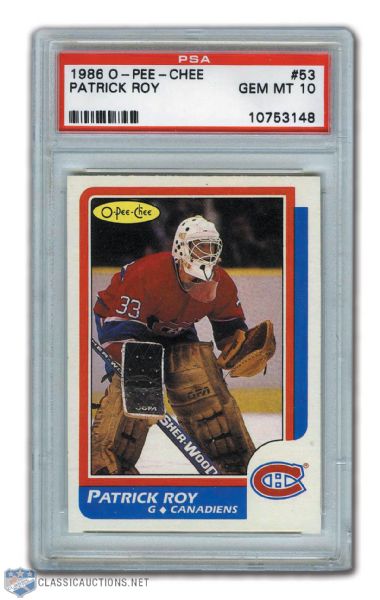 1986-87 O-Pee-Chee #53 HOFer Patrick Roy RC - Graded PSA 10 - Highest Graded!
