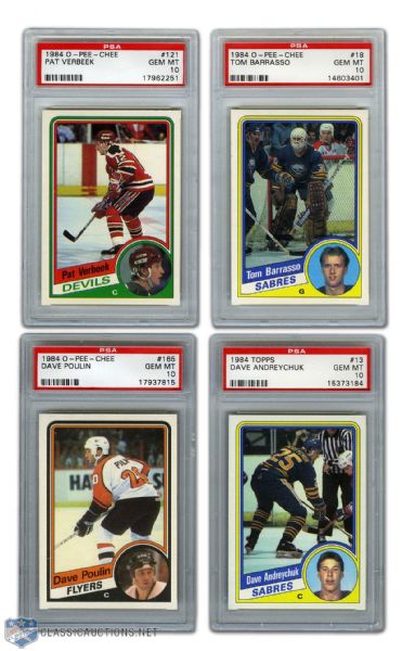 1984-85 O-Pee-Chee / Topps PSA-Graded RC Cards (7) with PSA 10 Verbeek, Poulin & Barrasso