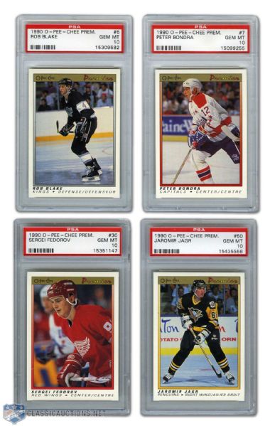 1990-91 O-Pee-Chee Premier PSA 10 Graded RC Cards (11) with Jagr, Roenick & Fedorov