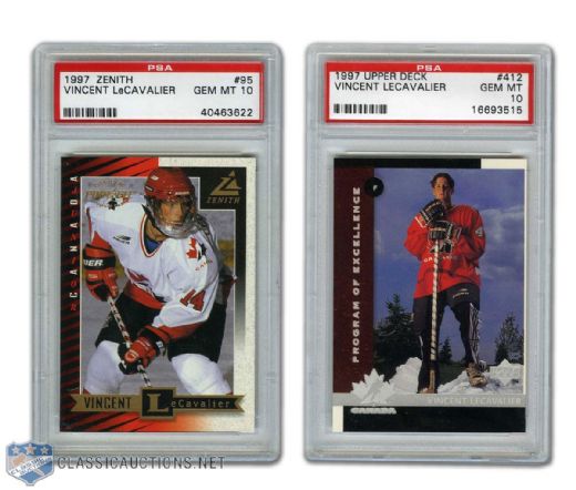 1997-98 Zenith and Upper Deck Vincent Lecavalier PSA 10 Graded Cards