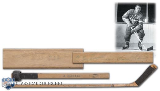 Maurice "Rocket" Richards 1958-59 Montreal Canadiens 521st / 522nd Goals Signed CCM Game-Used Stick