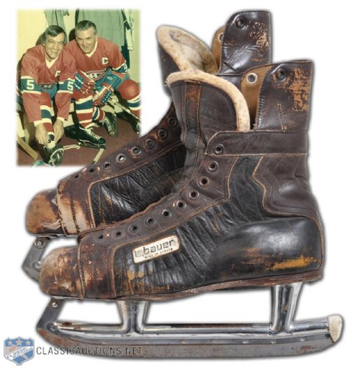 Maurice "Rocket" Richards 1960s Bauer Game-Used Oldtimers Skates