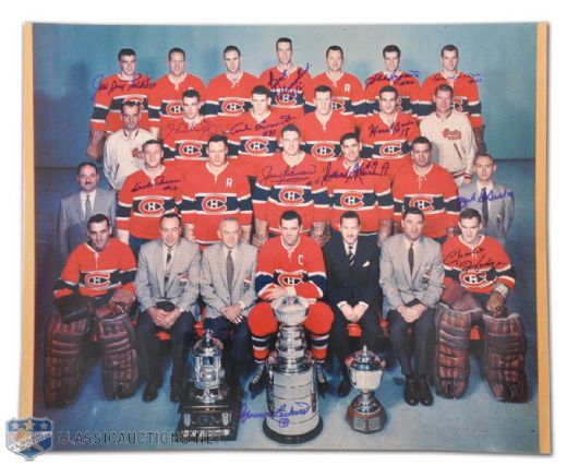 Huge Team-Autographed 1957-58 Montreal Canadiens Club Photo With Maurice Richard
