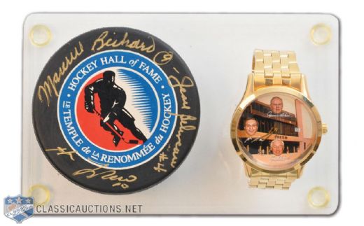 Limited-Edition Montreal Classic Watch and Autographed Puck, Featuring Richard, Beliveau and Lafleur