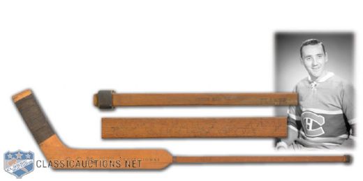 Jacques Plantes 1955-56 Montreal Canadiens CCM Game-Used Team-Signed Stick