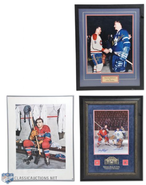 Montreal Canadiens Framed Autographed Displays Collection of 3 Featuring Richard Bros and Beliveau