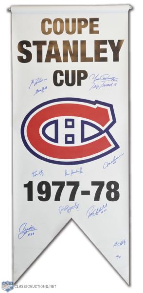 Montreal Canadiens Signed 1977-78 Stanley Cup Banner (20" x 48")