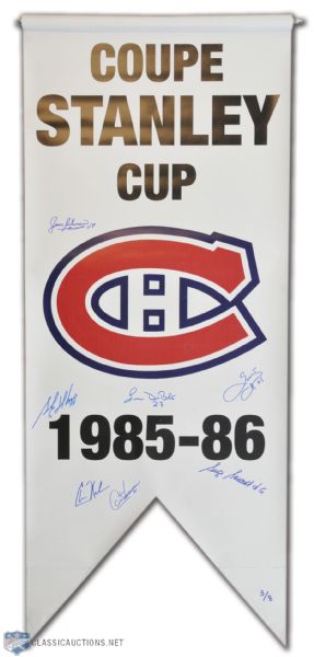 Montreal Canadiens Signed 1985-86 Stanley Cup Banner (20"x48")