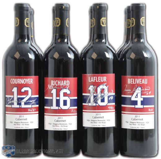 Cournoyer, Lafleur, Richard and Beliveau Signed Limited-Edition Wine Bottle Collection of 12