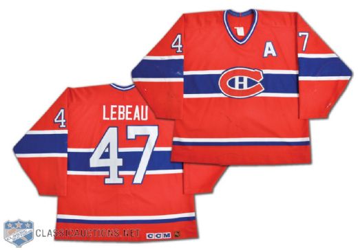 Stephan Lebeaus 1993-94 Montreal Canadiens Game-Worn Alternate Captains Jersey Photo-Matched!
