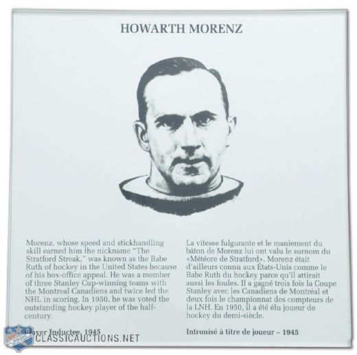 Howie Morenz Glass Panel from the Original Hockey Hall of Fame