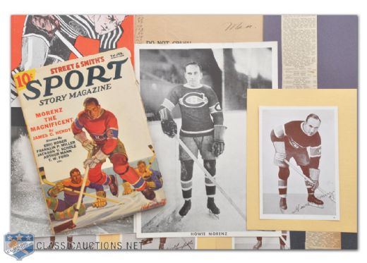 Howie Morenz Collection Including Blueline Picture & Crown Brand Photo