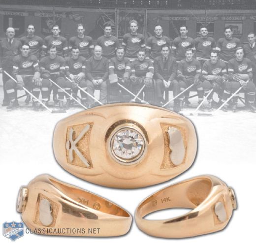 Larry Auries 1935-36 Detroit Red Wings Stanley Cup Championship Gold and Diamond Ring