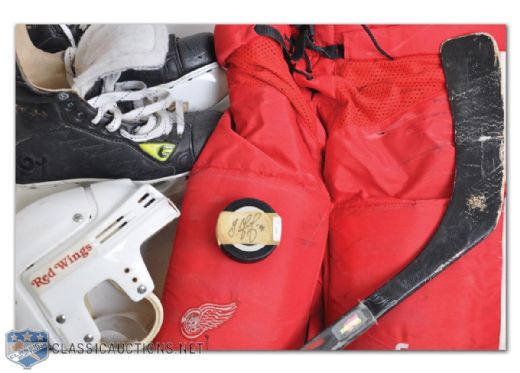 Sergei Fedorovs Game-Used Helmet, Pants, Skates and Stick & Signed Goal Puck