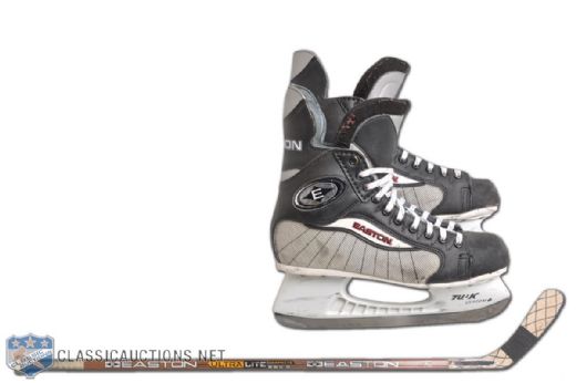 Nicklas Lidstroms Detroit Red Wings Game-Used Skates and Easton Stick