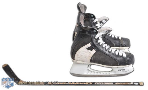 Chris Chelios Detroit Red Wings Game-Used Skates and Sher-Wood Stick