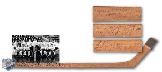 Fabulous 1931-32 Toronto Maple Leafs Stick Signed by 19, Featuring 9 HOFers with PSA/DNA Letter