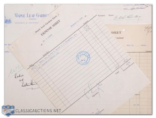 Smythe, Day, Selke and Hewitt Signed Maple Leaf Gardens Documents