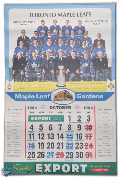 Toronto Maple Leafs 1964-65 Maple Leaf Gardens Calendar Collection of 4