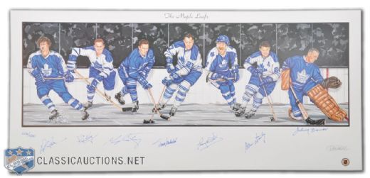 Maple Leafs Limited-Edition Lithograph Autographed by 7 HOFers