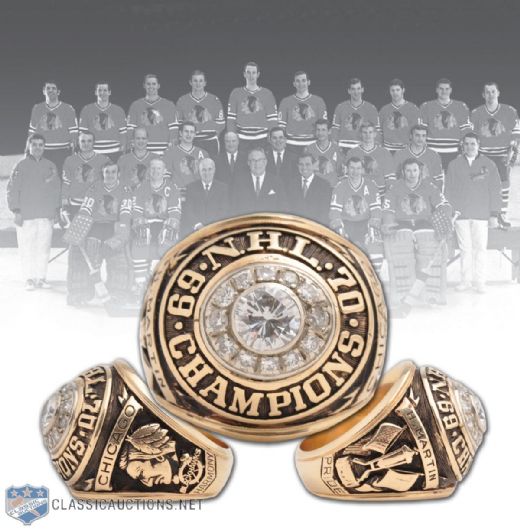 Hubert "Pit" Martins 1969-70 Chicago Black Hawks NHL League Championship Gold and Diamond Ring