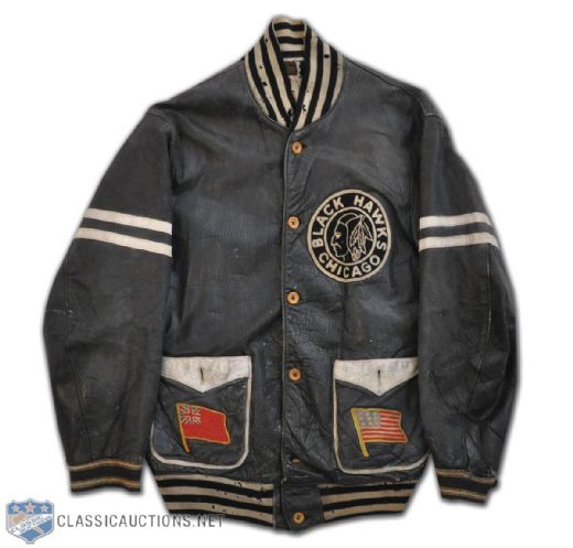 Cy Wentworths Late-1920s Chicago Black Hawks Leather Team Jacket