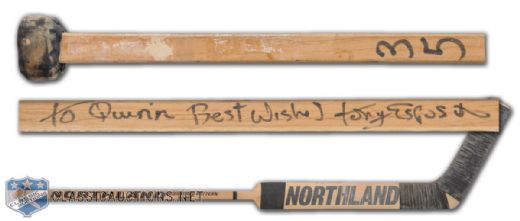 Tony Espositos Chicago Black Hawks Signed Game-Used Northland Stick