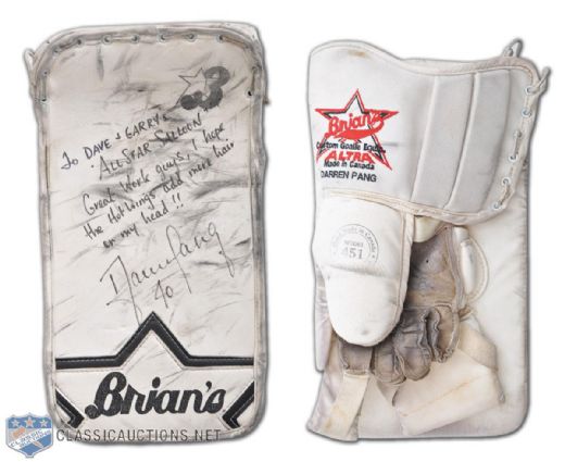 Darren Pangs Chicago Black Hawks Game-Used Brians Signed Blocker