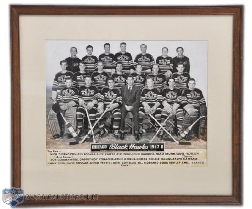 Chicago Black Hawks 1947-48 Nestor Johnson Framed Master Team Photo