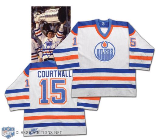 Geoff Courtnalls 1987-88 Edmonton Oilers Stanley Cup Finals Game-Worn Jersey -Photo-Matched!