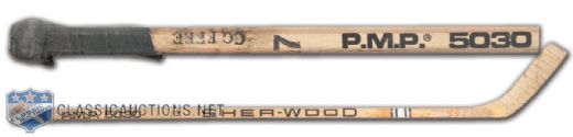 Paul Coffeys 1981-82 Edmonton Oilers Sher-Wood Signed Game-Used Stick