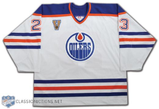 Cory Cross Edmonton Oilers 2003 Heritage Classic Warm-up Worn Jersey