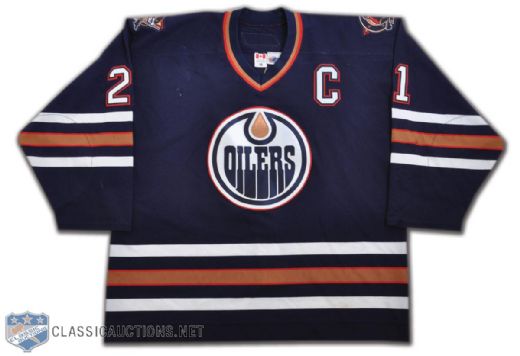 Jason Smiths 2005-06 Edmonton Oilers Blue Game-Worn Captains Jersey