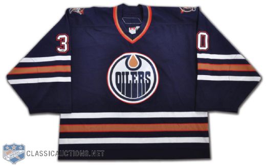 Jussi Markkanens 2005-06 Edmonton Oilers Blue Game-Worn Jersey