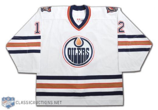Todd Harveys 2005-06 Edmonton Oilers White Pre-season Game-Worn Jersey