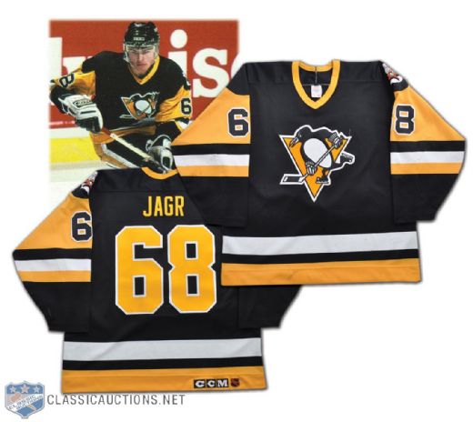Jaromir Jagrs 1990-91 Pittsburgh Penguins Signed Game-Worn Rookie Jersey - Photo-Matched!
