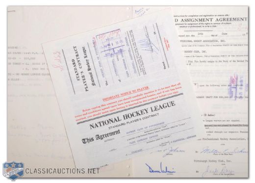 Glen Sathers 1969-70 Pittsburgh Penguins NHL Contract and Documents
