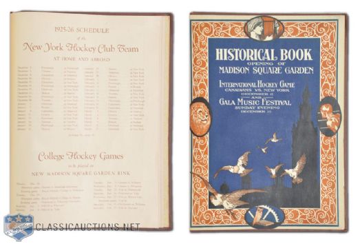 1925 Madison Square Garden Opening Night Program (Canadiens vs. Americans)